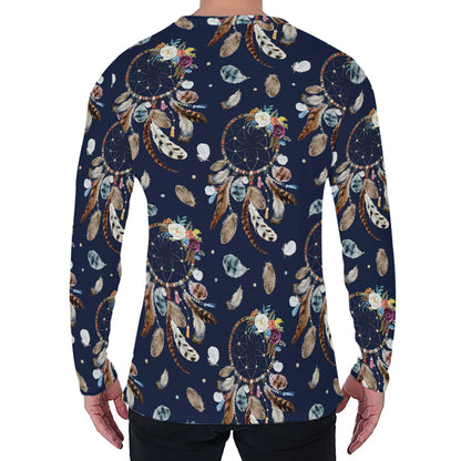 Floral Dream Catcher Pattern Print Men's Long Sleeve T-Shirt