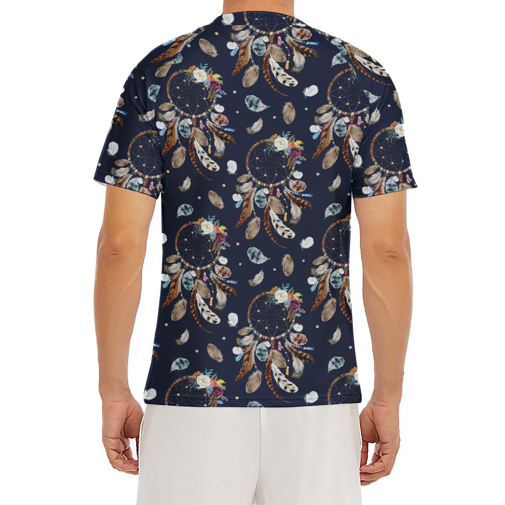 Floral Dream Catcher Pattern Print Men's Short Sleeve Rash Guard