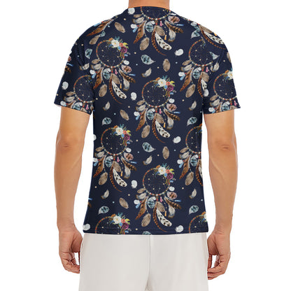 Floral Dream Catcher Pattern Print Men's Short Sleeve Rash Guard
