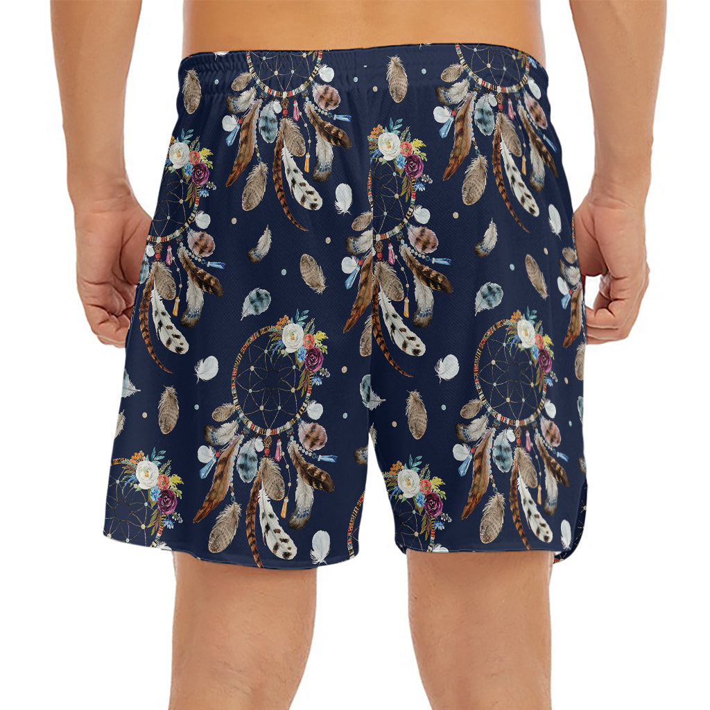 Floral Dream Catcher Pattern Print Men's Split Running Shorts