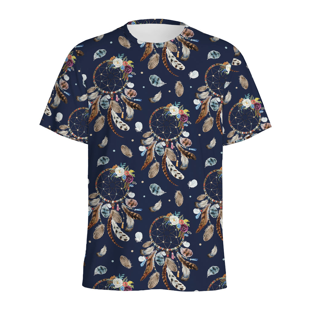 Floral Dream Catcher Pattern Print Men's Sports T-Shirt