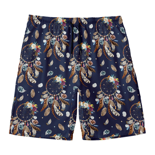 Floral Dream Catcher Pattern Print Men's Swim Trunks