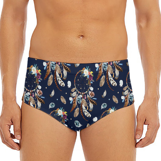 Floral Dream Catcher Pattern Print Men's Triangle Swim Briefs