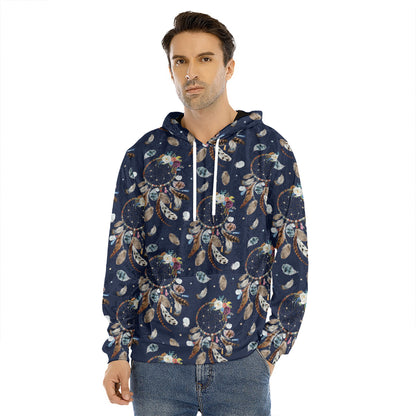 Floral Dream Catcher Pattern Print Men's Velvet Pullover Hoodie