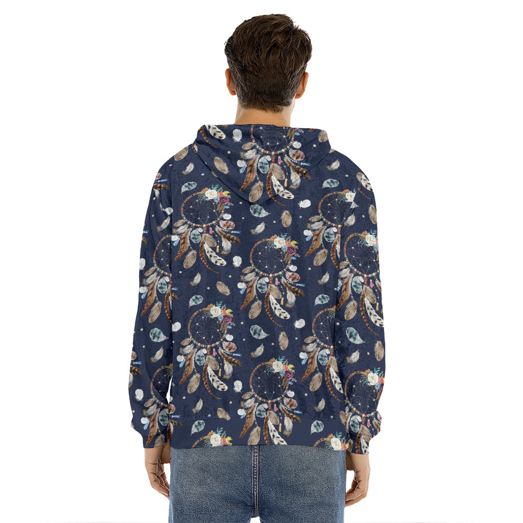 Floral Dream Catcher Pattern Print Men's Velvet Pullover Hoodie