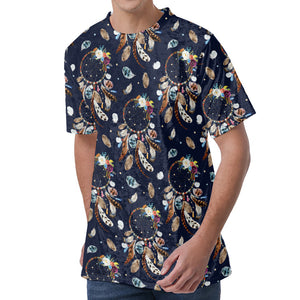 Floral Dream Catcher Pattern Print Men's Velvet T-Shirt