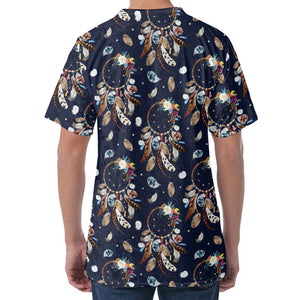 Floral Dream Catcher Pattern Print Men's Velvet T-Shirt