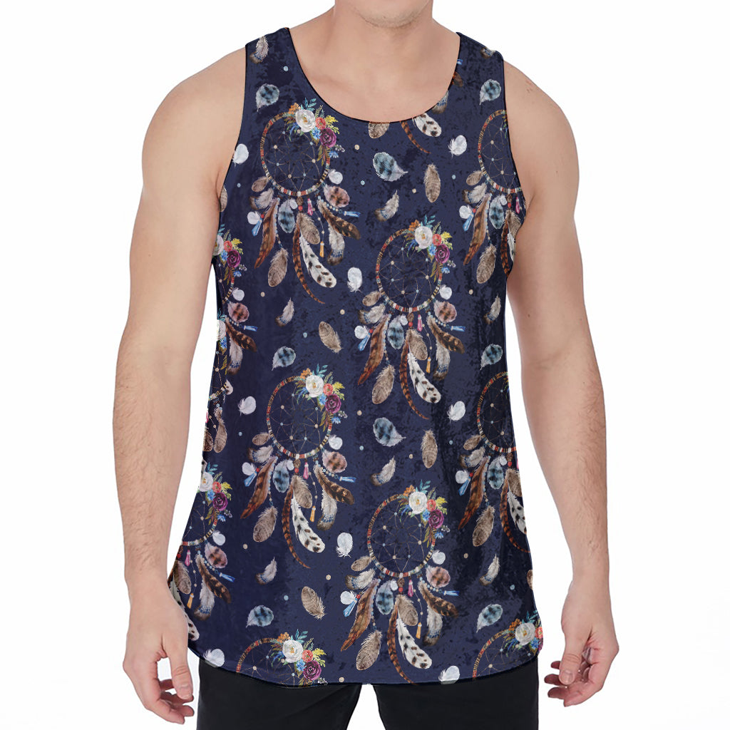 Floral Dream Catcher Pattern Print Men's Velvet Tank Top
