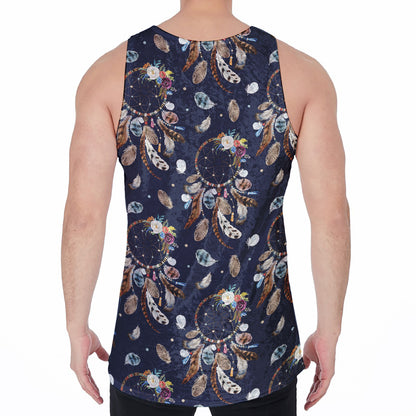 Floral Dream Catcher Pattern Print Men's Velvet Tank Top