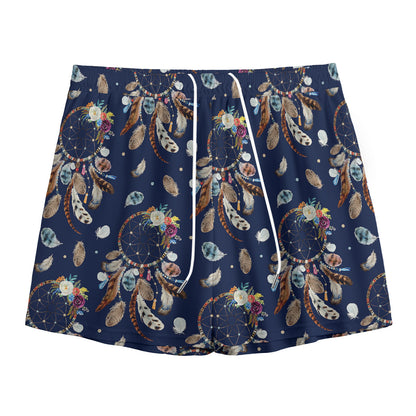 Floral Dream Catcher Pattern Print Mesh Shorts