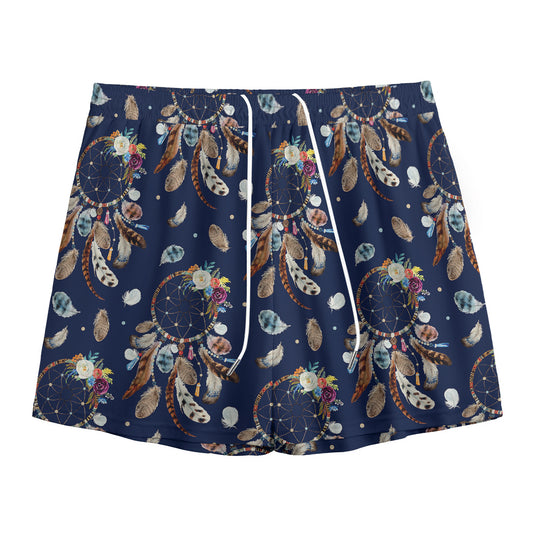 Floral Dream Catcher Pattern Print Mesh Shorts