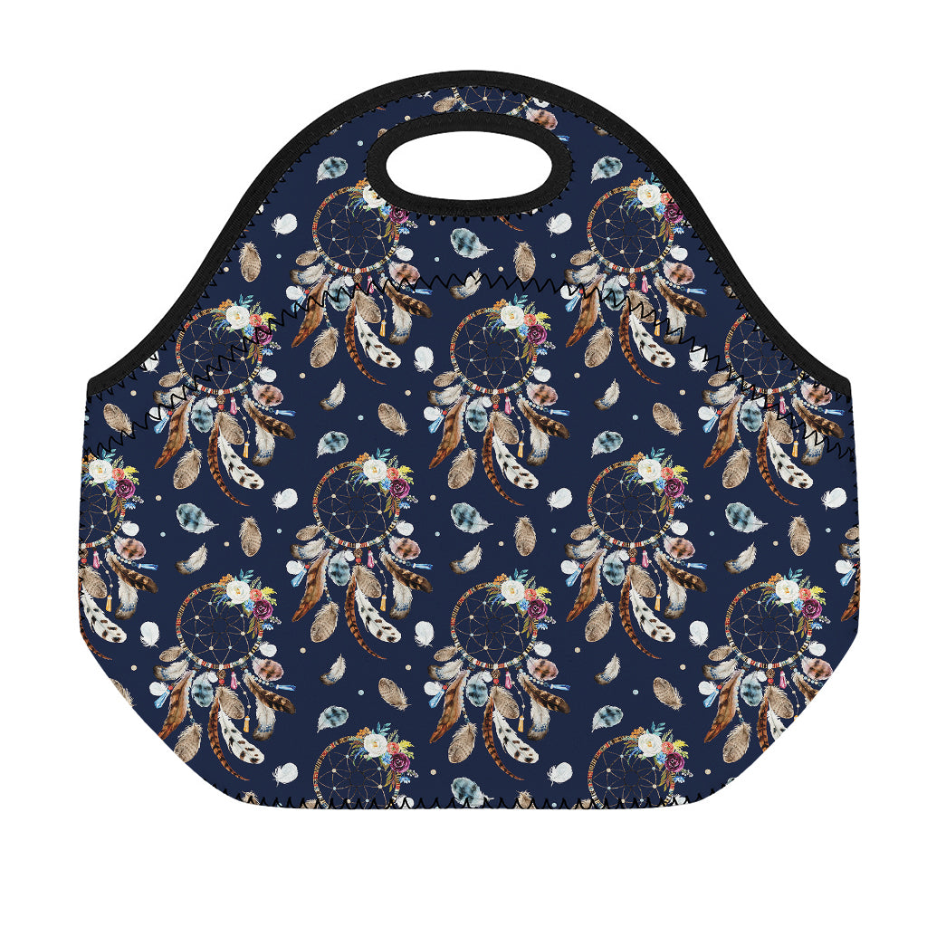 Floral Dream Catcher Pattern Print Neoprene Lunch Bag
