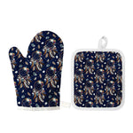 Floral Dream Catcher Pattern Print Oven Mitt And Pot Holder Set