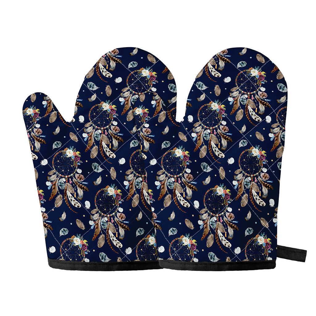 Floral Dream Catcher Pattern Print Oven Mitts