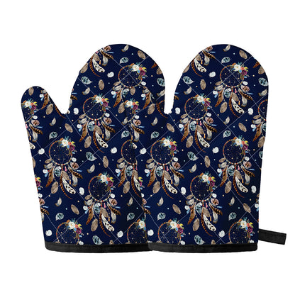 Floral Dream Catcher Pattern Print Oven Mitts