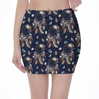 Floral Dream Catcher Pattern Print Pencil Mini Skirt