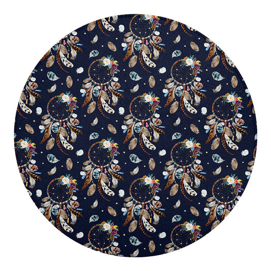 Floral Dream Catcher Pattern Print Round Blanket