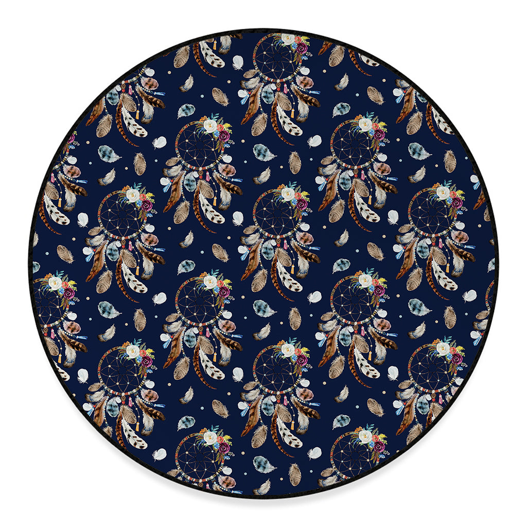 Floral Dream Catcher Pattern Print Round Floor Mat