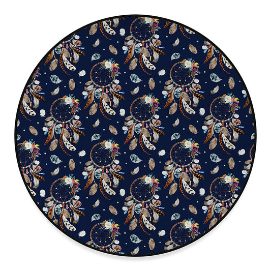 Floral Dream Catcher Pattern Print Round Floor Mat