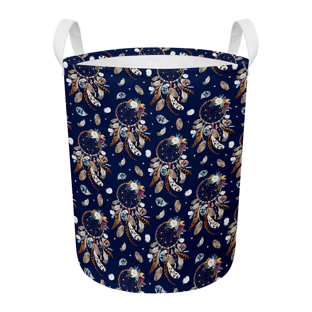 Floral Dream Catcher Pattern Print Round Laundry Basket