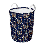 Floral Dream Catcher Pattern Print Round Laundry Basket