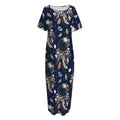 Floral Dream Catcher Pattern Print Short Sleeve Long Nightdress