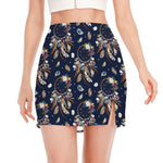 Floral Dream Catcher Pattern Print Side Slit Mini Skirt