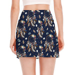 Floral Dream Catcher Pattern Print Side Slit Mini Skirt