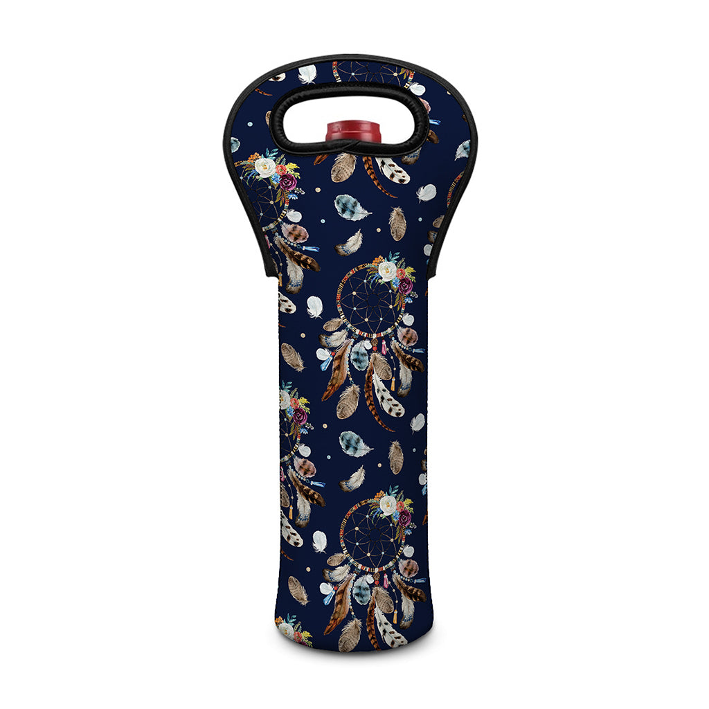 Floral Dream Catcher Pattern Print Single Neoprene Wine Tote