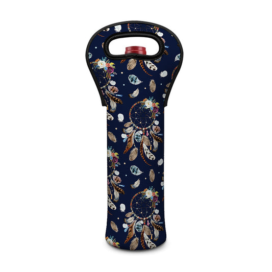Floral Dream Catcher Pattern Print Single Neoprene Wine Tote
