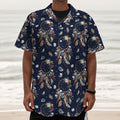 Floral Dream Catcher Pattern Print Textured Short Sleeve Shirt