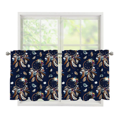Floral Dream Catcher Pattern Print Tier Curtains