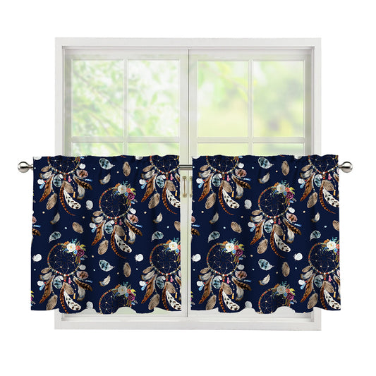 Floral Dream Catcher Pattern Print Tier Curtains