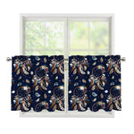 Floral Dream Catcher Pattern Print Tier Curtains