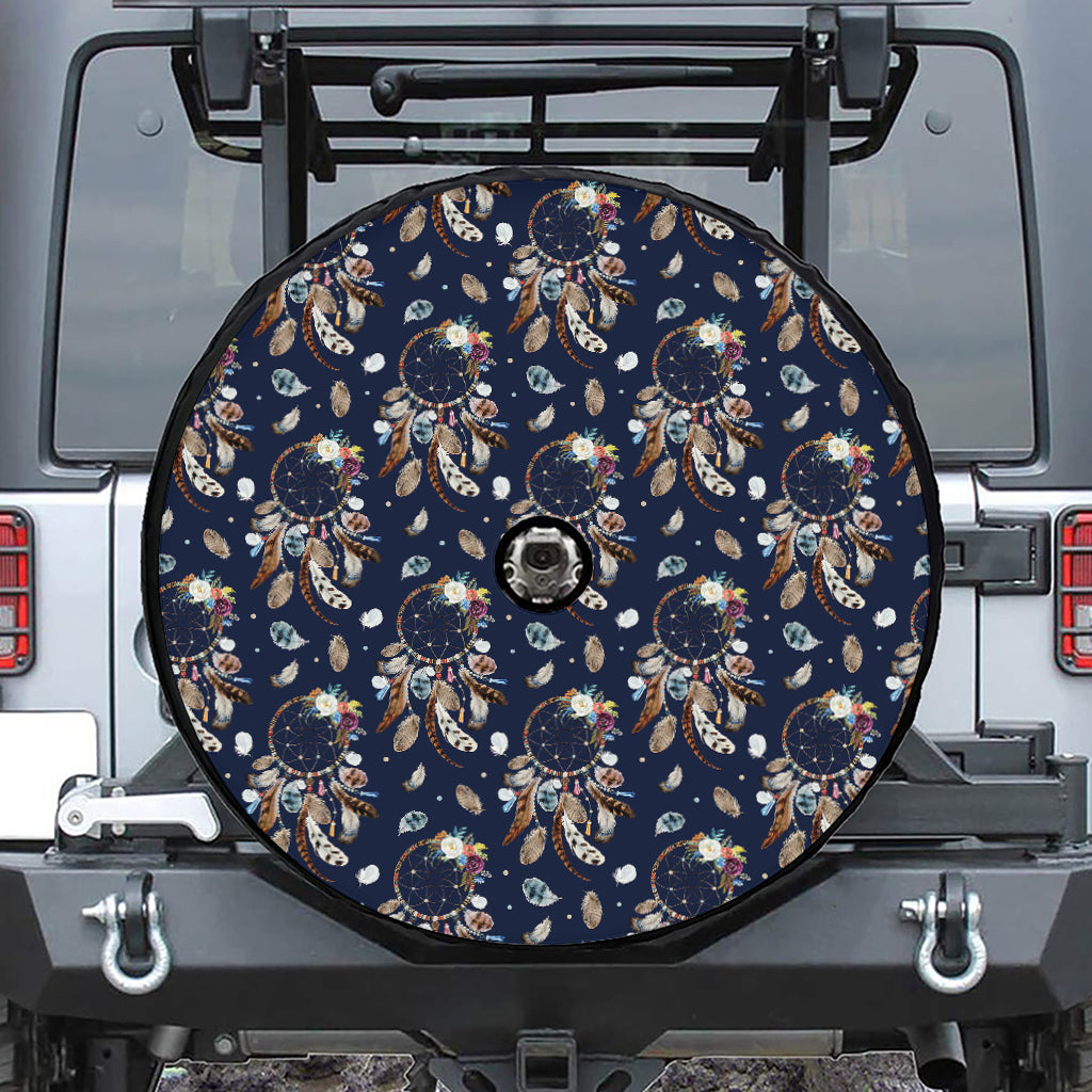 Floral Dream Catcher Pattern Print Tire Cover With Camera Hole