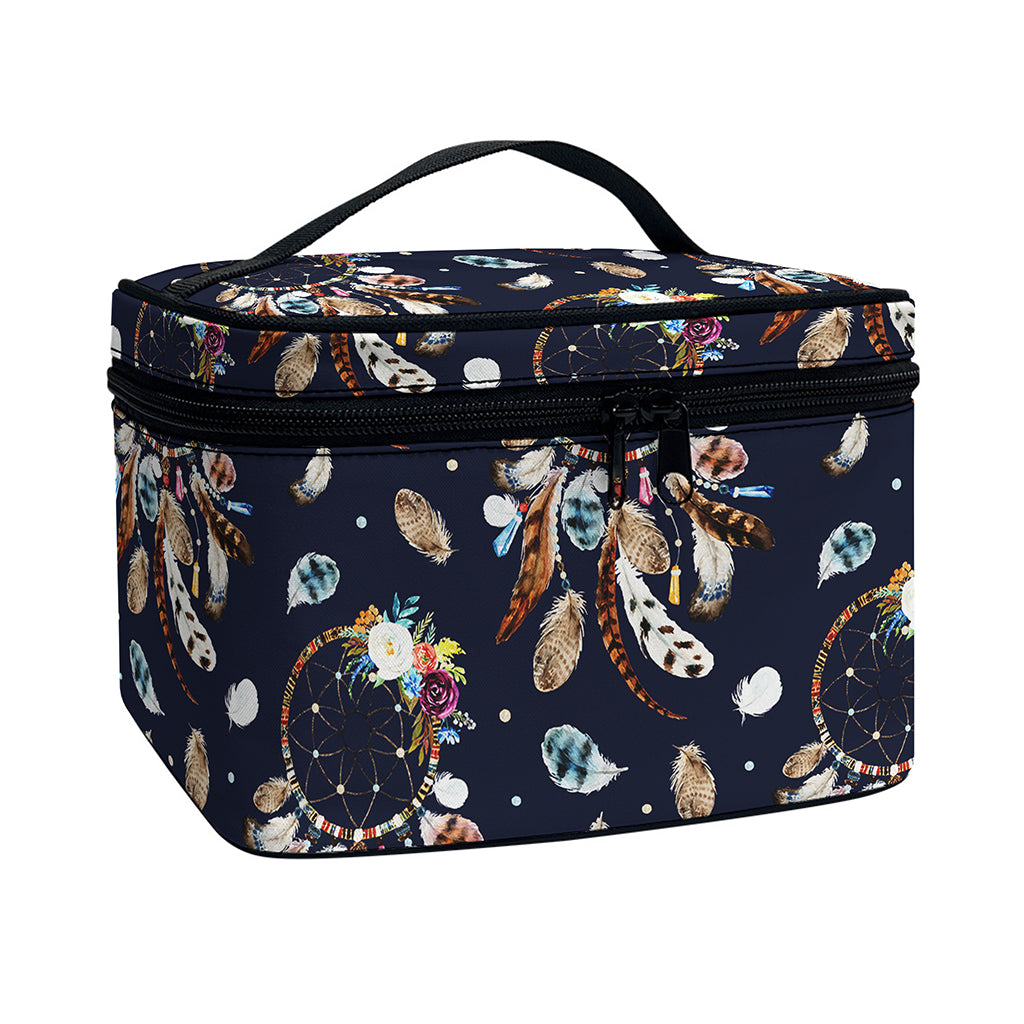 Floral Dream Catcher Pattern Print Travel Makeup Bag