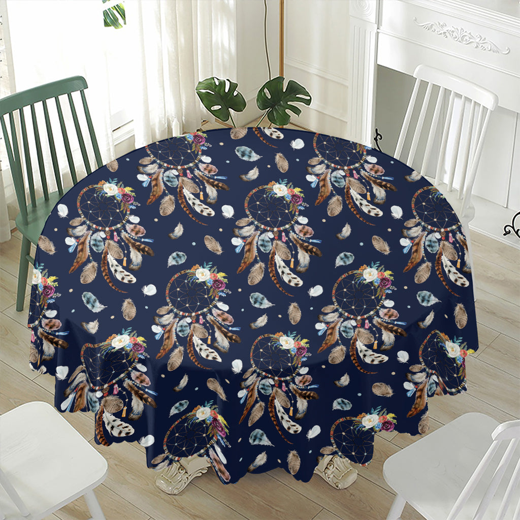 Floral Dream Catcher Pattern Print Waterproof Round Tablecloth