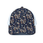 Floral Dream Catcher Pattern Print White Mesh Trucker Cap