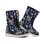 Floral Dream Catcher Pattern Print Winter Boots