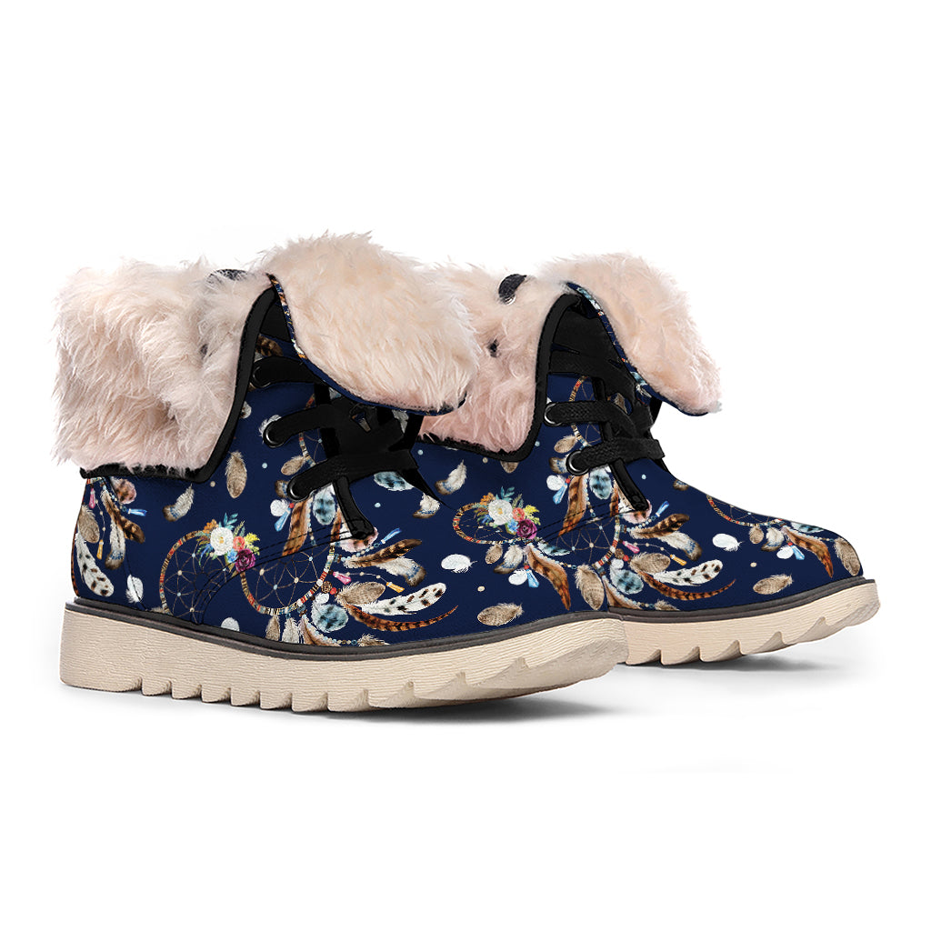 Floral Dream Catcher Pattern Print Winter Boots