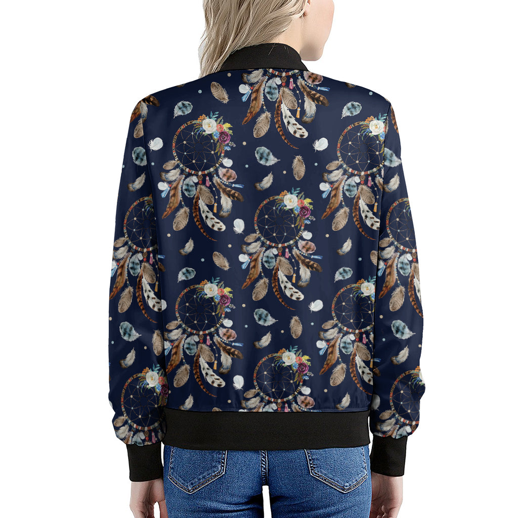 Floral Dream Catcher Pattern Print Women's Bomber Jacket