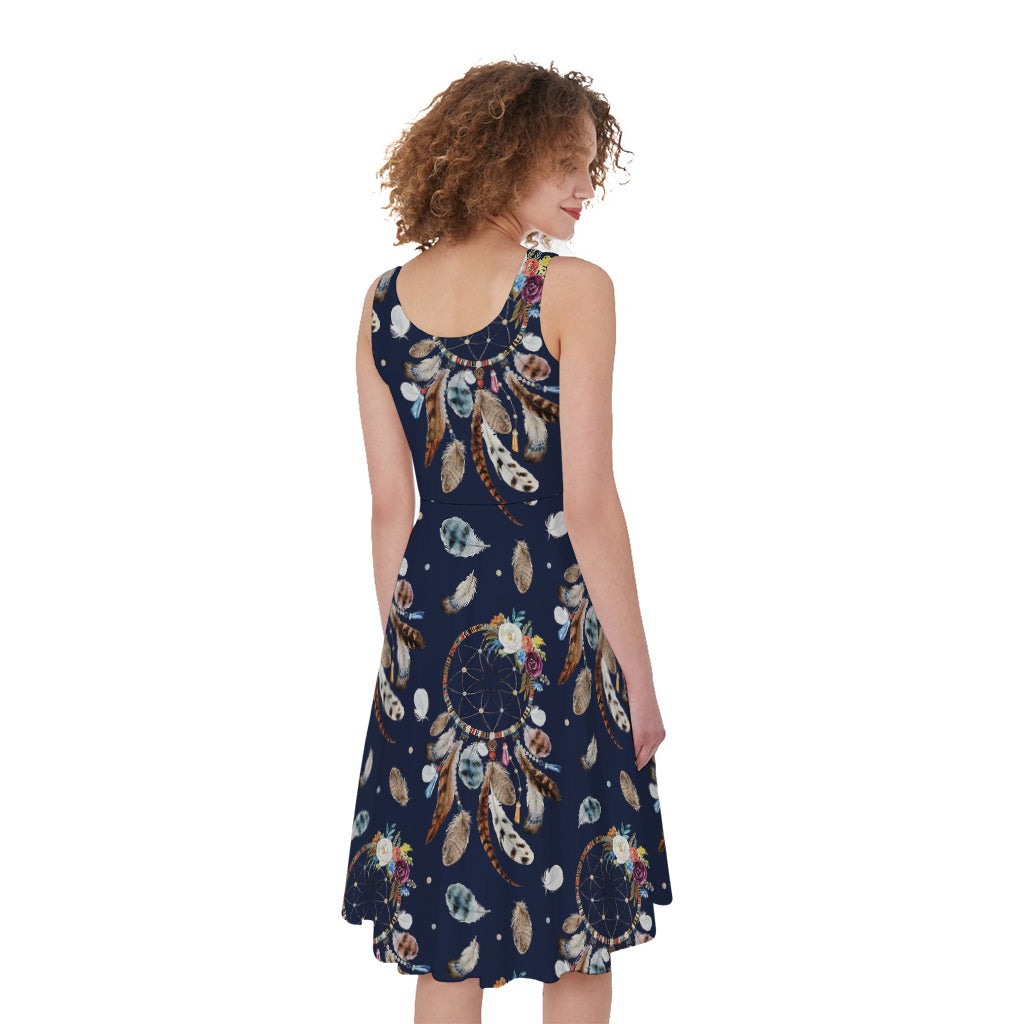 Floral Dream Catcher Pattern Print Women's Sleeveless Dress