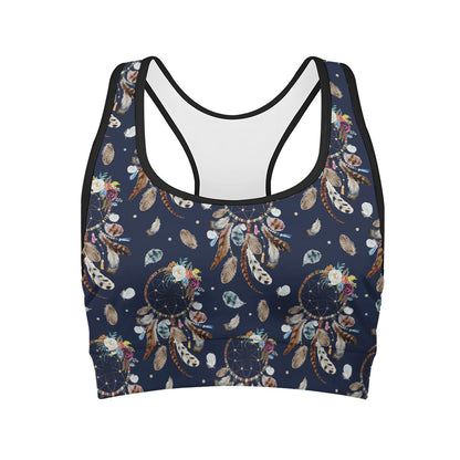 Floral Dream Catcher Pattern Print Women's Sports Bra