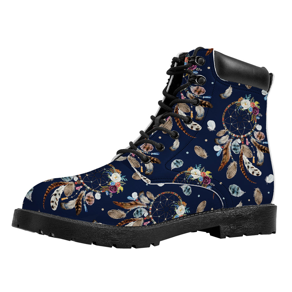 Floral Dream Catcher Pattern Print Work Boots
