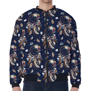 Floral Dream Catcher Pattern Print Zip Sleeve Bomber Jacket