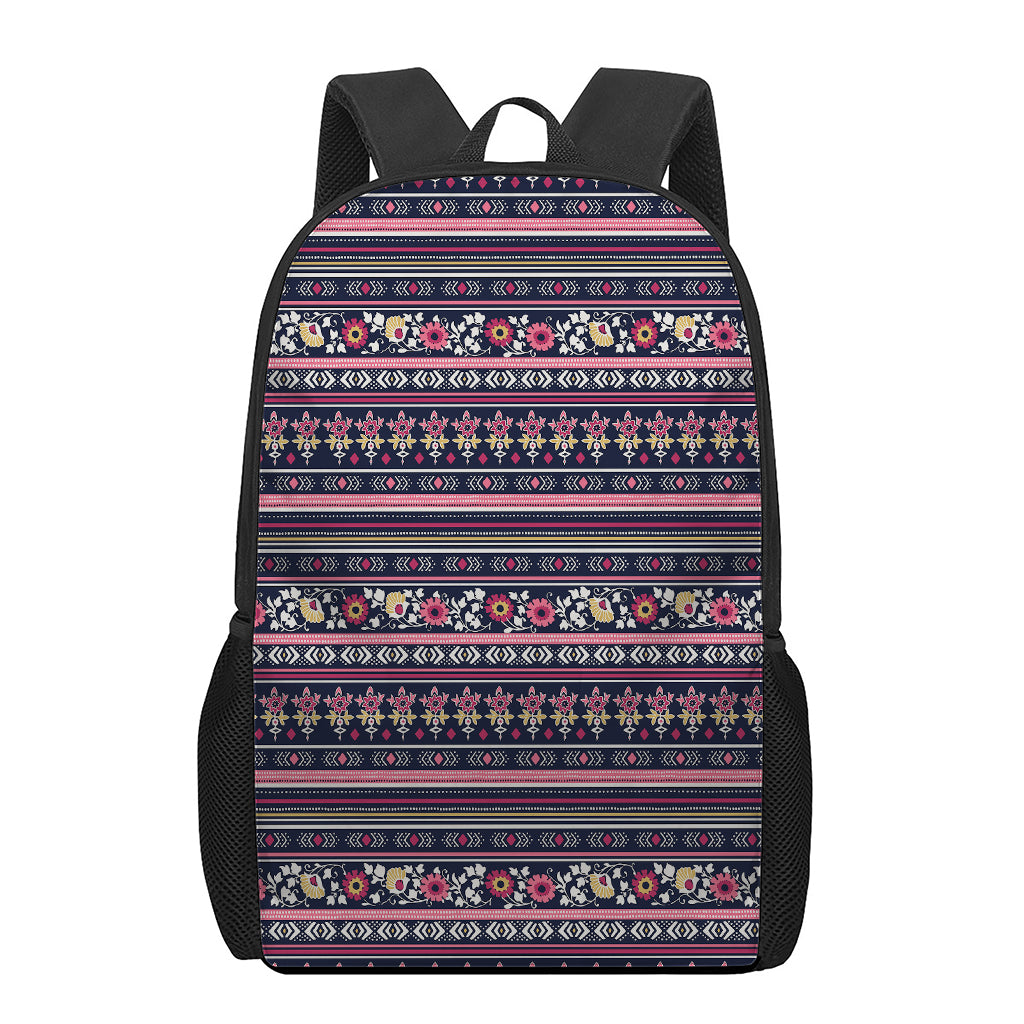 Floral Ethnic Pattern Print 17 Inch Backpack