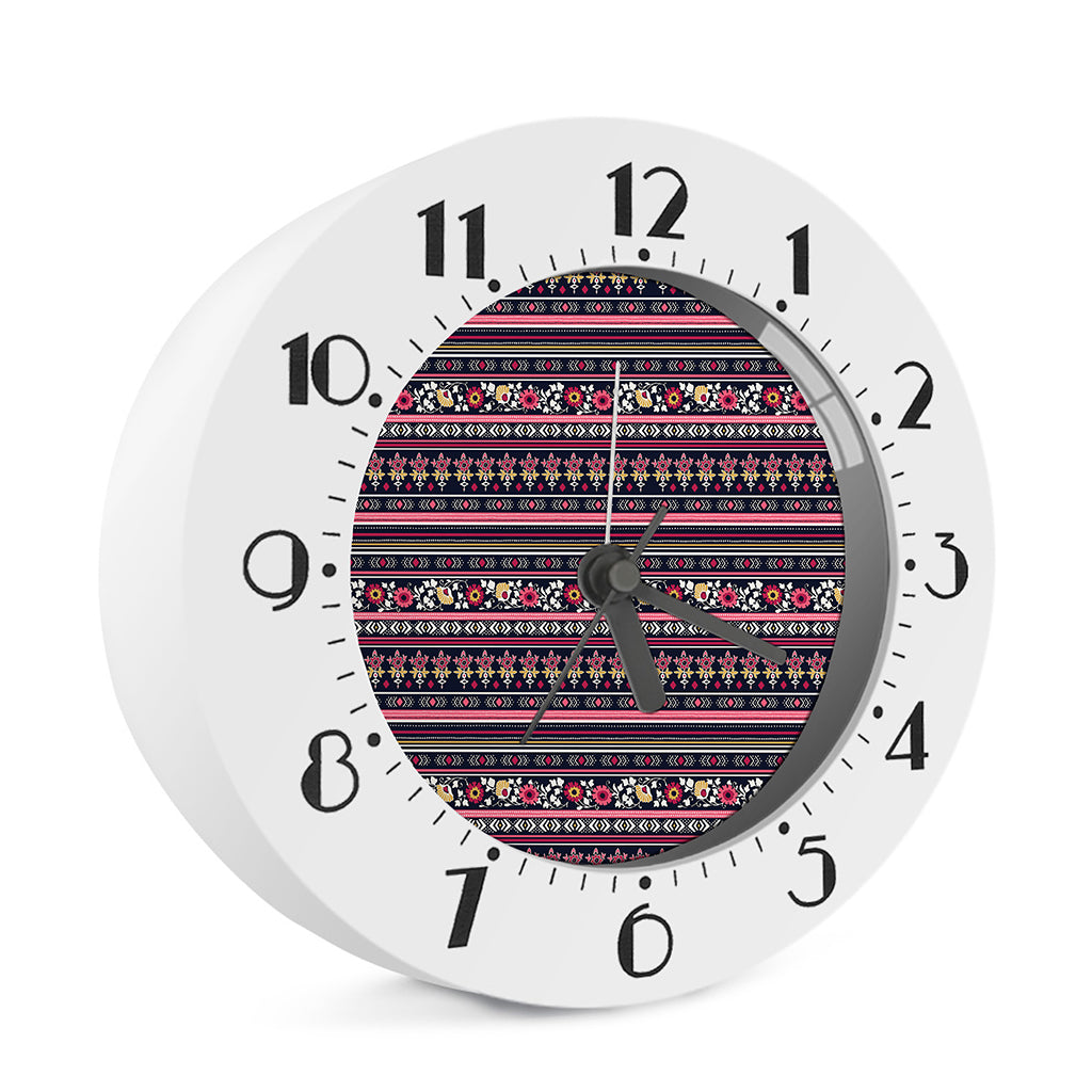 Floral Ethnic Pattern Print Alarm Clock