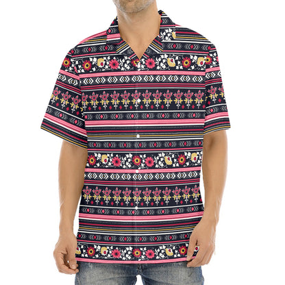 Floral Ethnic Pattern Print Aloha Shirt