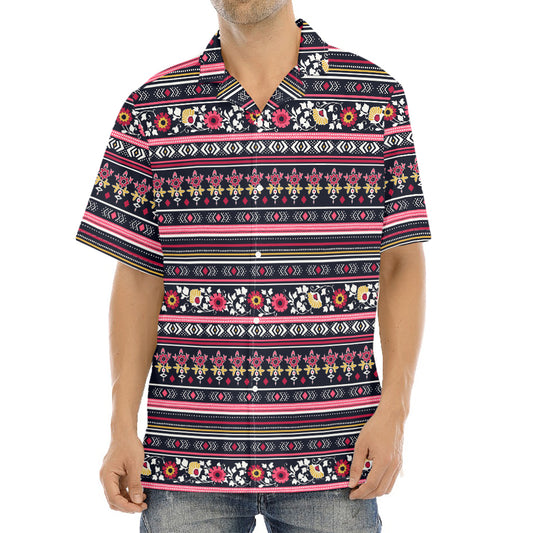 Floral Ethnic Pattern Print Aloha Shirt