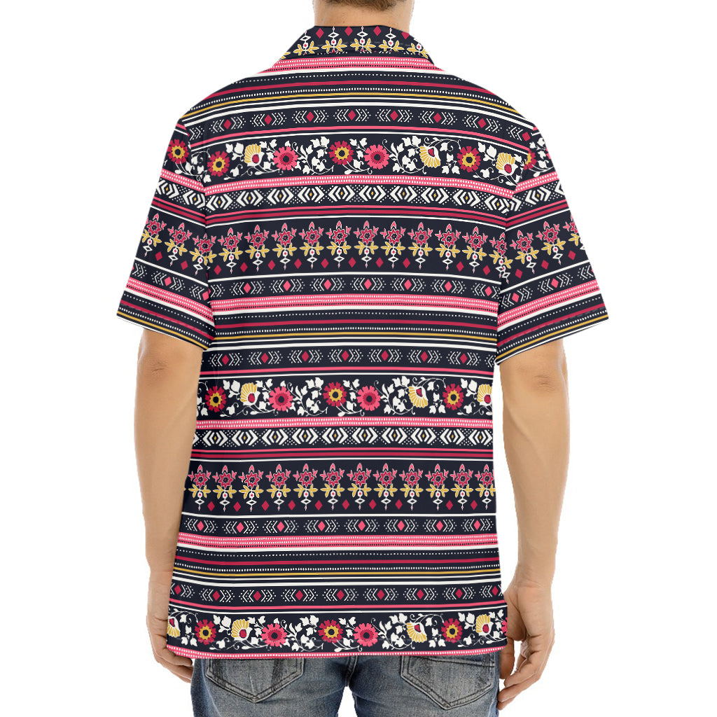 Floral Ethnic Pattern Print Aloha Shirt